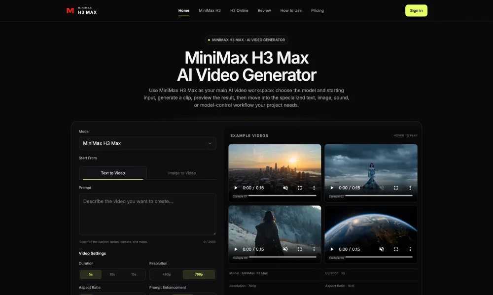 MiniMax H3 Max screenshot