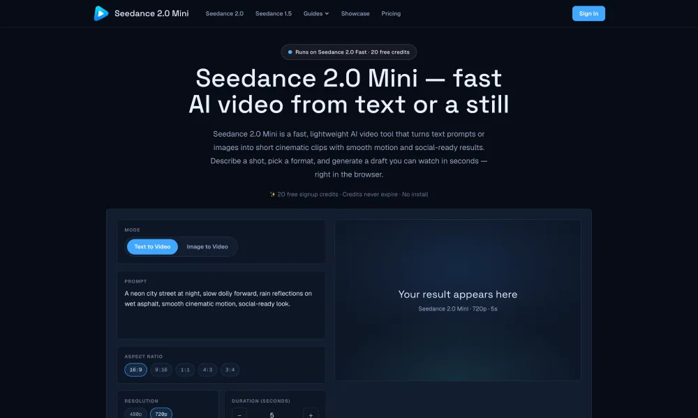 Seedance 2.0 Mini screenshot