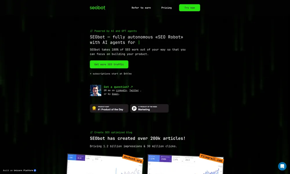 SEObot screenshot